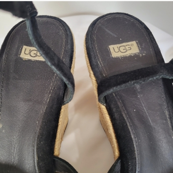 UGG Lauri Suede Espadrille Platform Wedge Sandals Strappy Size 10 - Picture 8 of 13